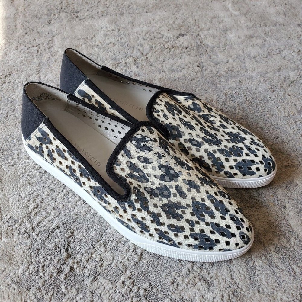 Lori Goldstein Size 7 EU 37 Printed Slip-On Animal Print Leather Loafers Shoes